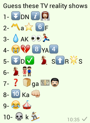 Guess these TV Reality Shows Whatsapp quiz Puzzles World