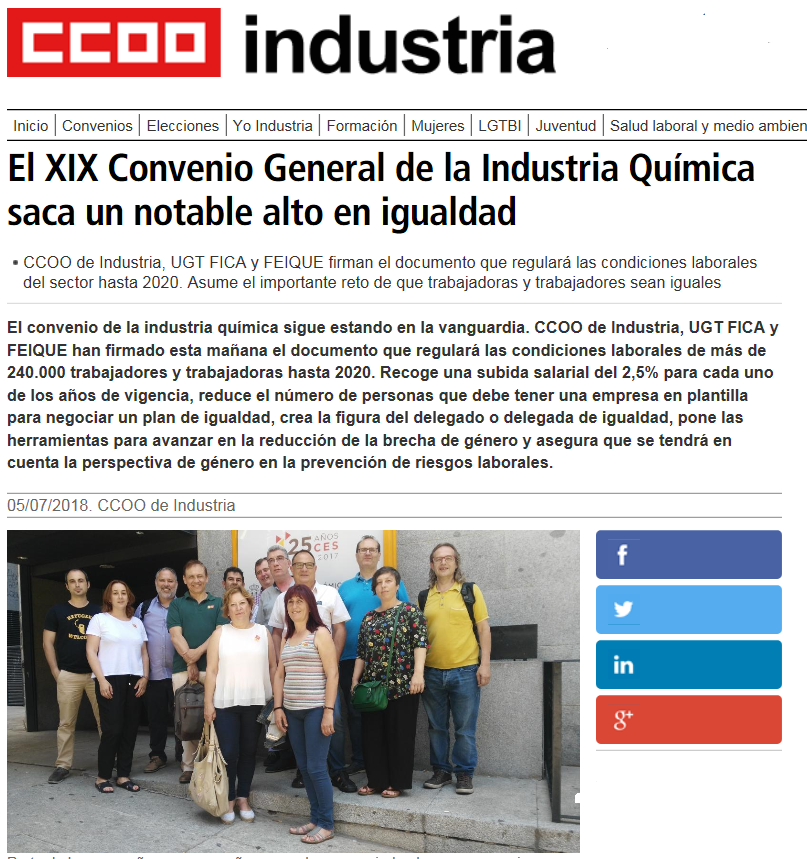 Secció Sindical CCOO Merck Firma del XIX Convenio General de la Industria Química Secció Sindical CCOO Merck Firma del XIX Convenio General de la Industria Química