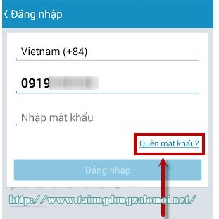 Cách lấy lại mật khẩu tài khoản zalo