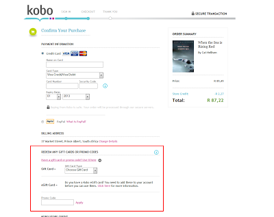Where to enter the Kobo coupons