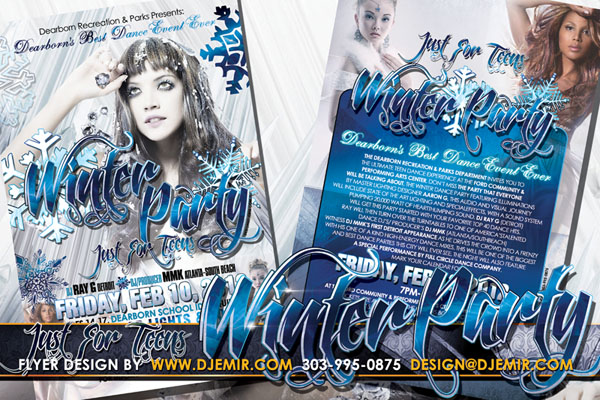 Teen Winter Dance Party Flyer Design