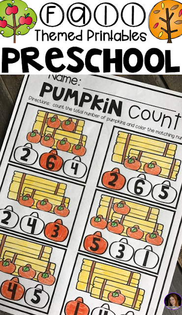 Fall Math and Literacy Worksheets and Printable for Preschool.