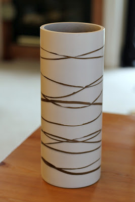 "birch bark" vase - elastics & spray paint