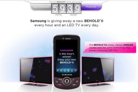 FREE Behold 2 every hour and LED TV every day from Samsung