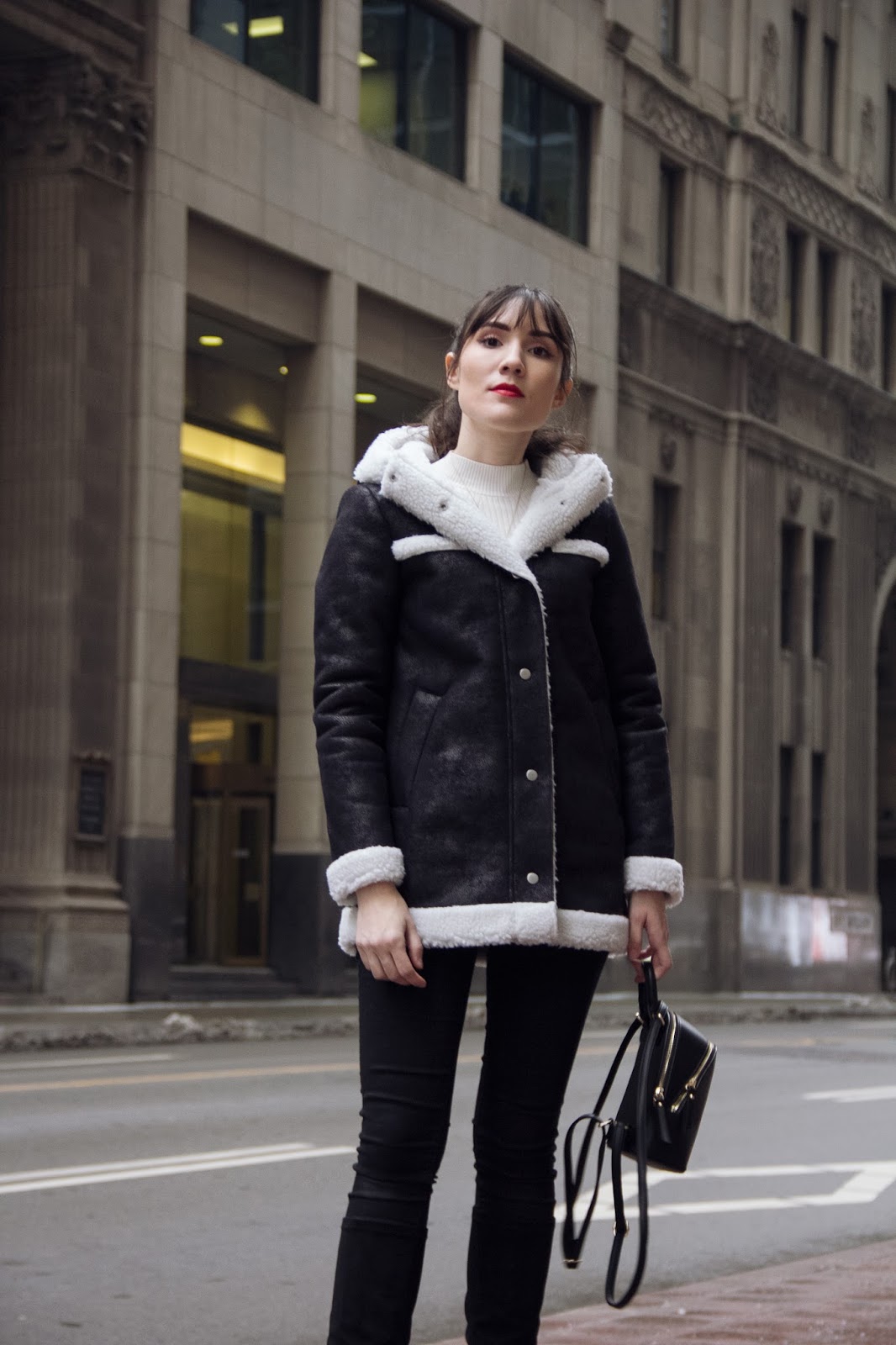 Black and White Shearling Coat | Carolina Pinglo