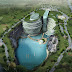 Diseño de hotel de lujo con cascada en China.