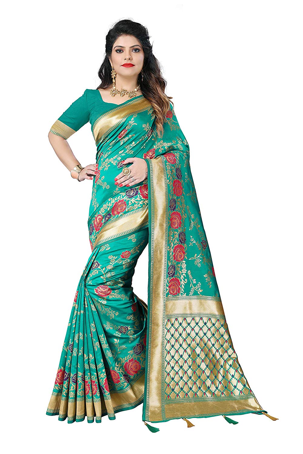 Silky Sarees Women Banarasi Silk Saree With Heavy Blouse Piece 