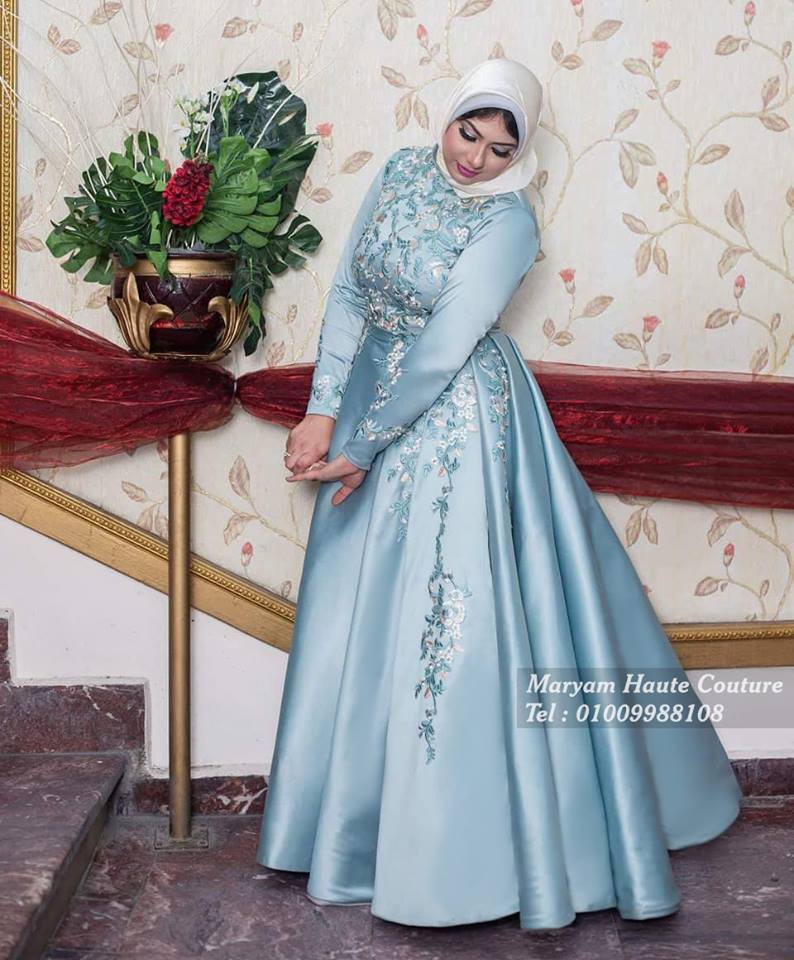 أكثر من 35 موديل لفساتين السواريه التى تناسب المحجبات فساتين سواريه, فساتين سواريه للمحجبات, تصاميم مريم للأزياء الراقية, فساتين بكم