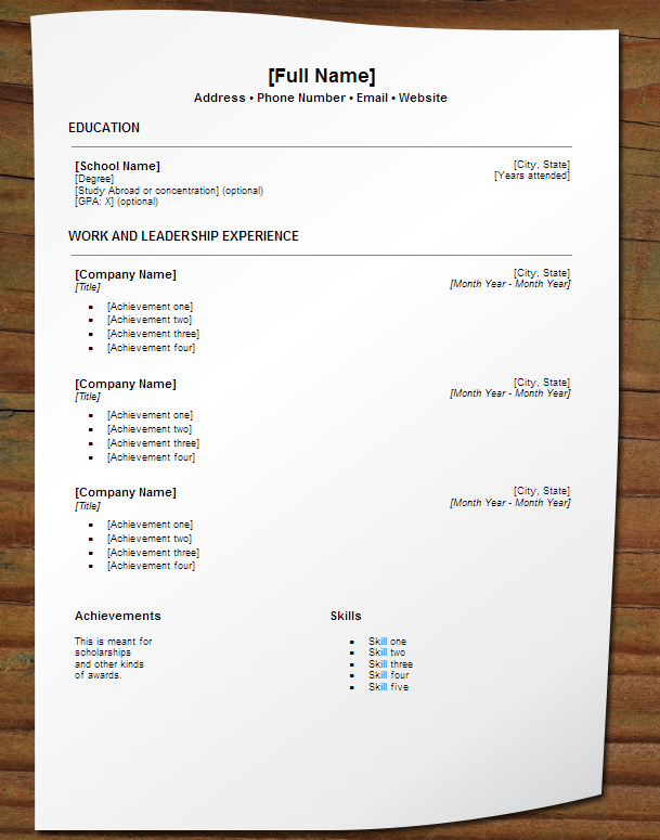 How to write a cv for 16 year olds template