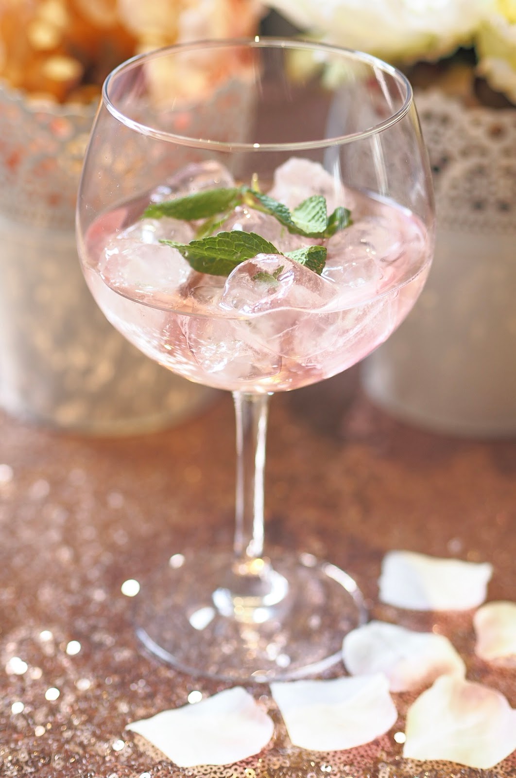 Pink Cocktail in glass with fresh mint