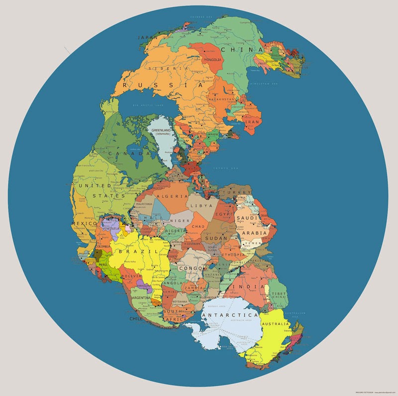 40 Maps That Will Help You Make Sense of the World - Map of ‘Pangea’ with Current International Borders