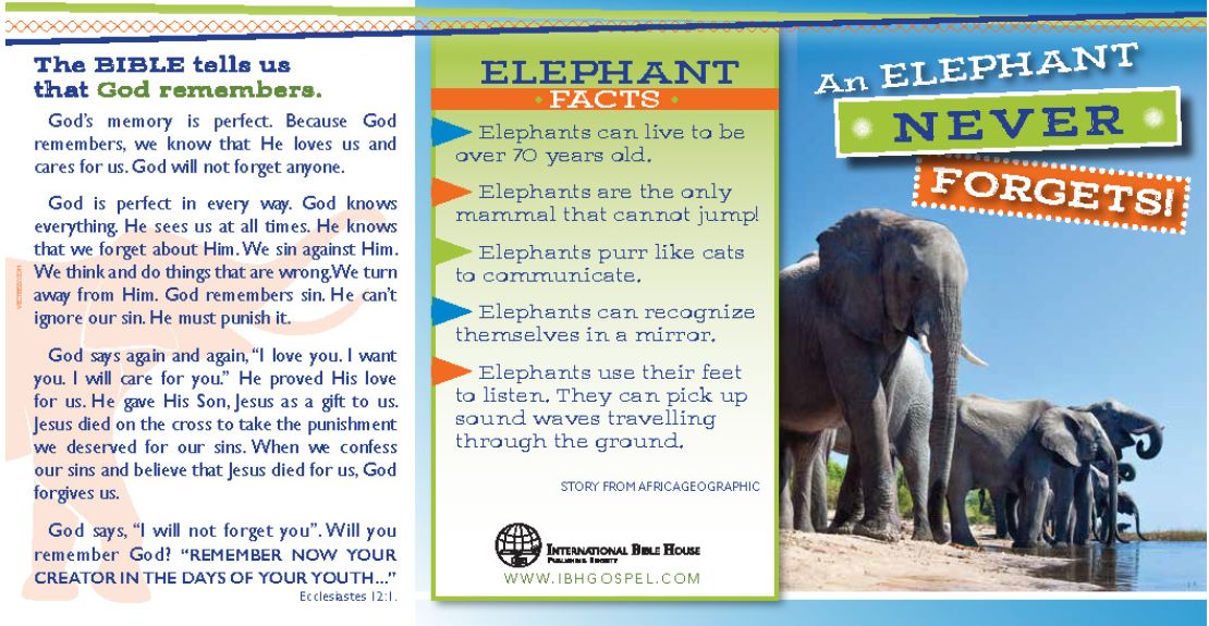Petersham Bible Book & Tract Depot An Elephant Never