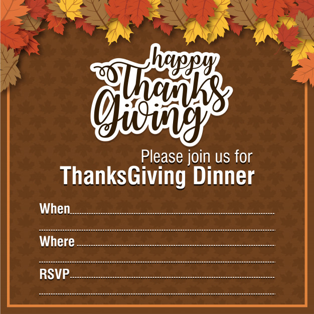 Hand drawn Thanksgiving Invitation poster. Free Vector