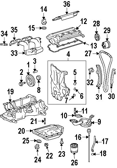 Part Diagrams - Toyota Prius 2009 Engine Components Diagrams