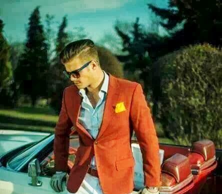red shirt with jacket