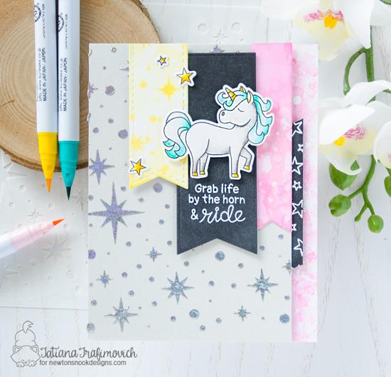 Newton's Nook Designs & Therm O Web Inspiration Week | Unicorn Card by Tatiana with DecoFoil | Believe in Unicorns Stamp Set and Starfield Stencil by Newton's Nook Designs #newtonsnook #thermoweb