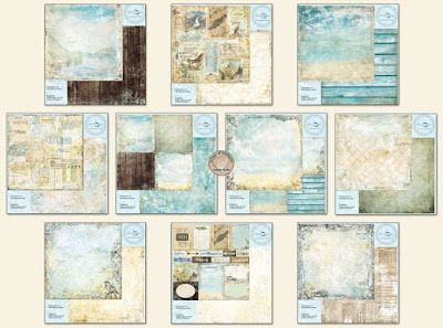 Scraps of Darkness July scrapbook kit papers, featuring Blue Fern Studios Wanderlust