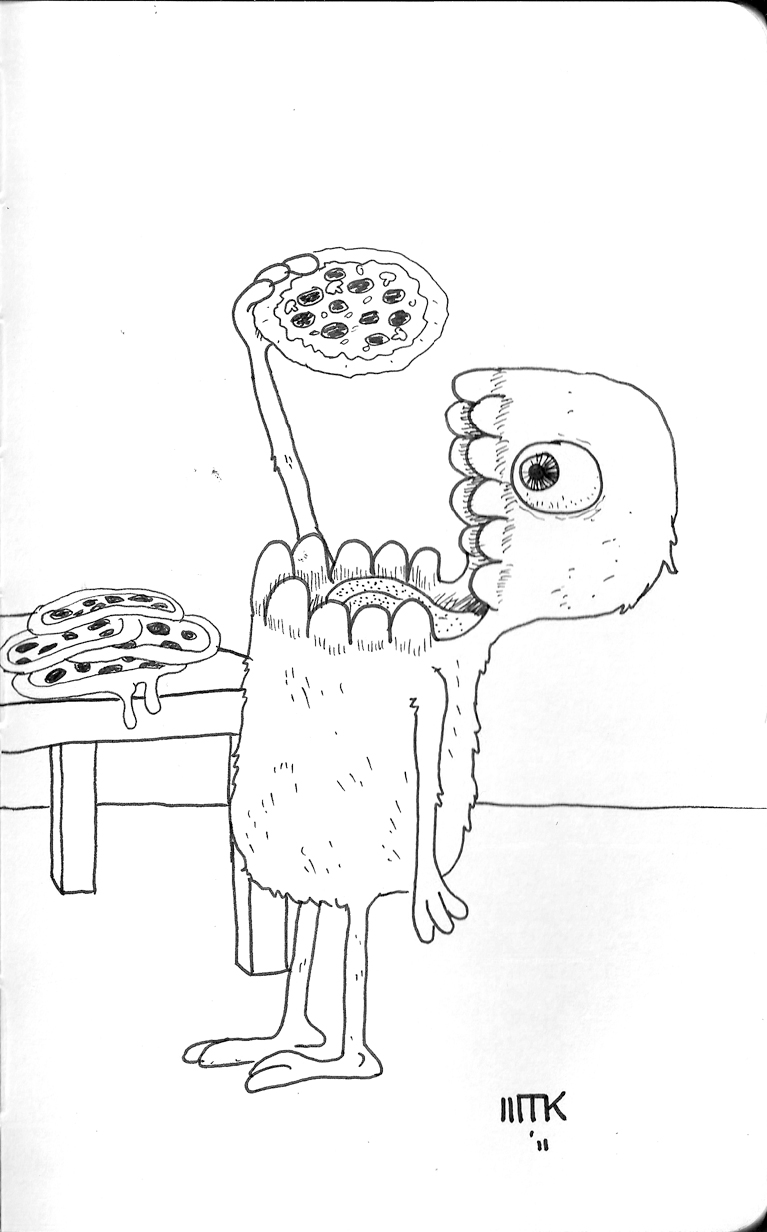 Drawing the Sword: #099 INKtober Day 7: Pizza Monster