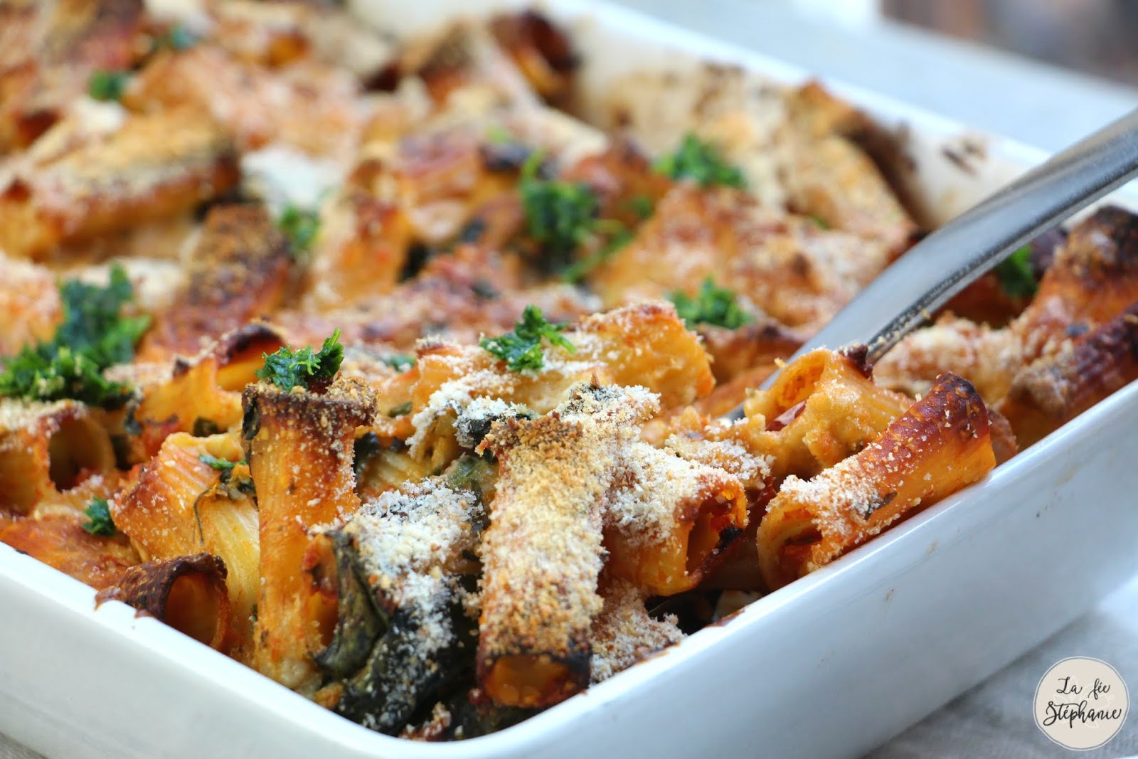 Gratin De Pates Aux Epinards Et Aux Tomates Sechees La Fee Stephanie