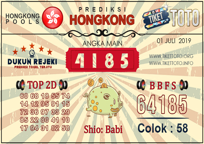 Prediksi Togel HONGKONG TIKETTOTO 01 JULI 2019