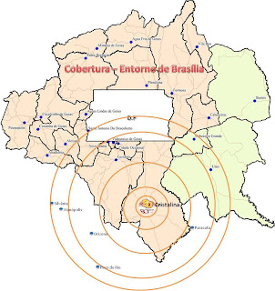 Mapa de Cobertura da Rádio Serra Dourada FM no Entorno de Brasília