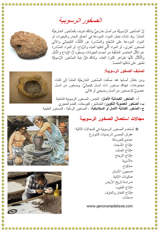 يمكن تصنيف الصخور الرسوبية الى
