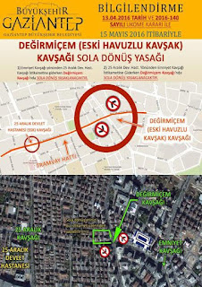 gaziantepte bazı dönüşler yasaklandı