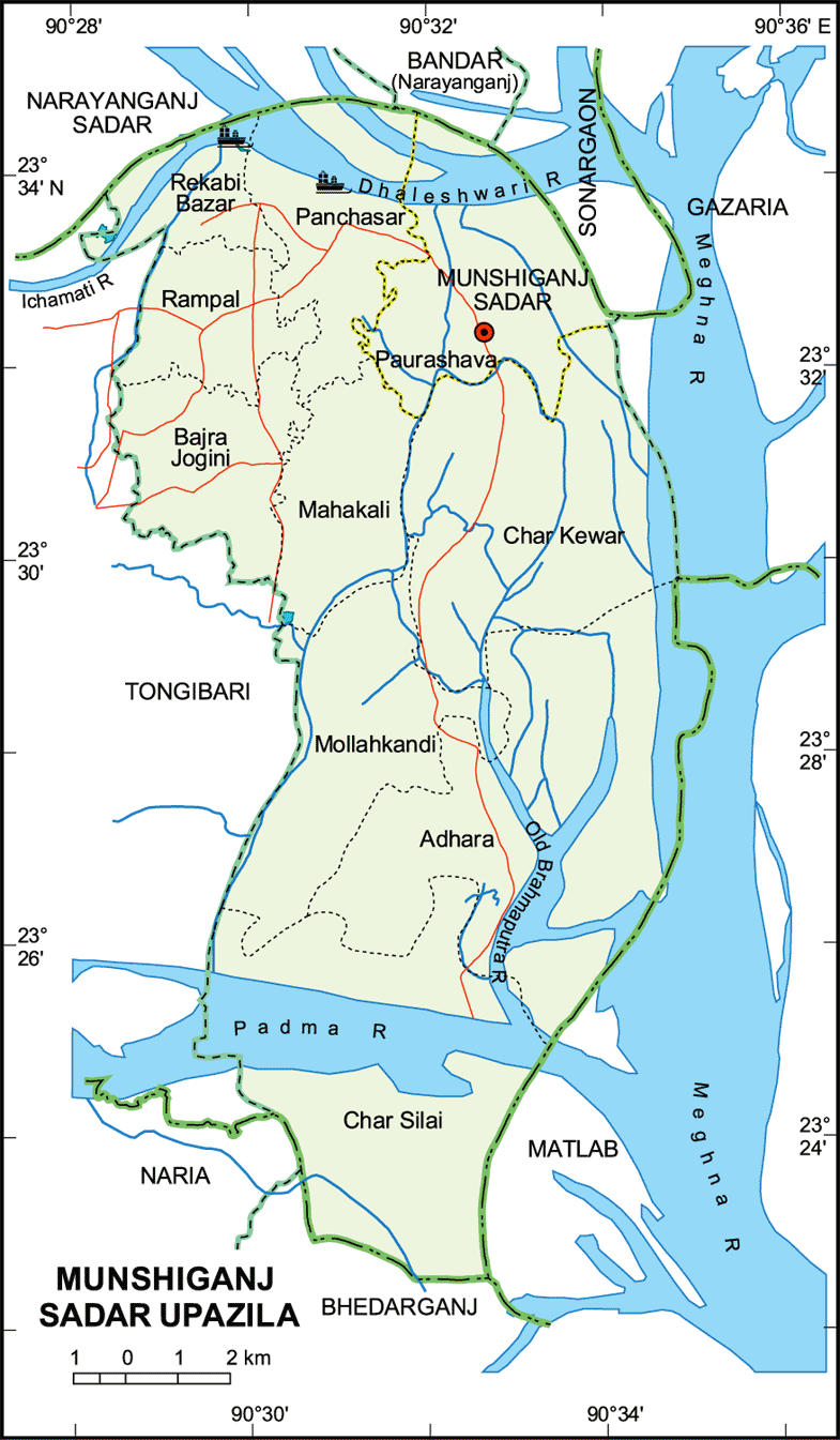 Munshiganj Sadar Upazila Map Munshiganj District Bangladesh