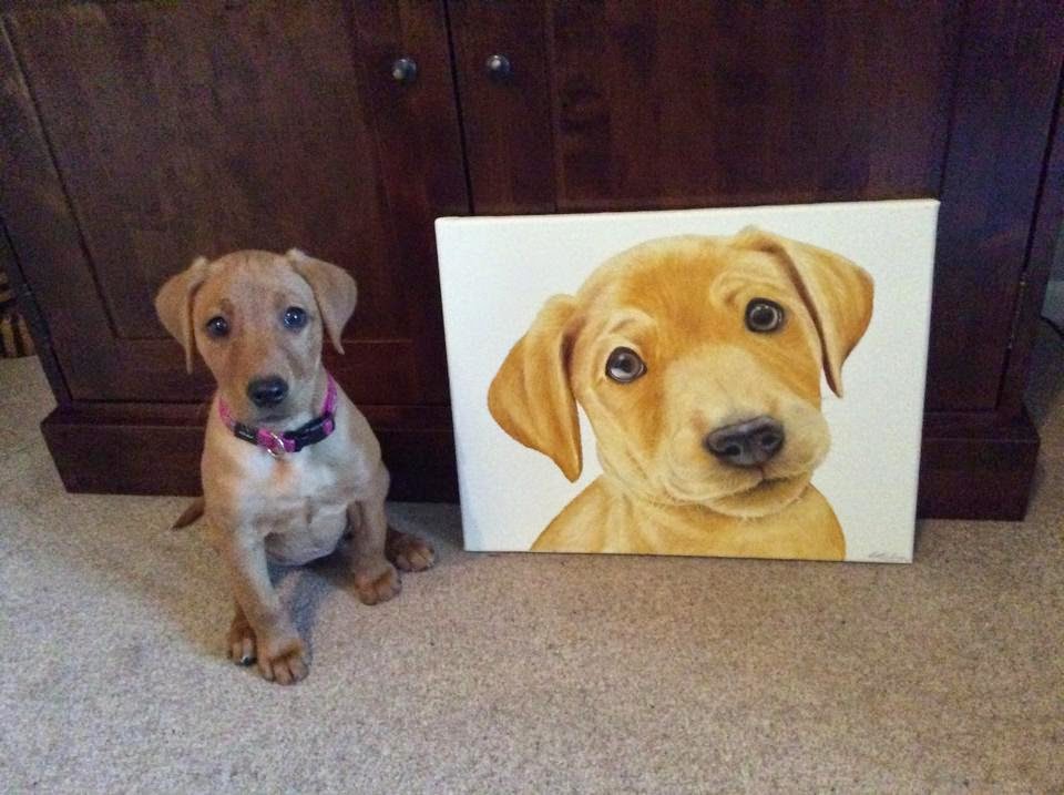 Pet Portrait Labrador Puppy Oil on Canvas