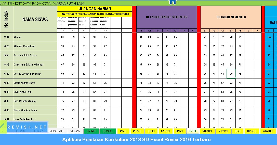 45+ Format Penilaian Kurikulum 2013 Smk Excel Images