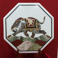Marble Painting with Elephant Design