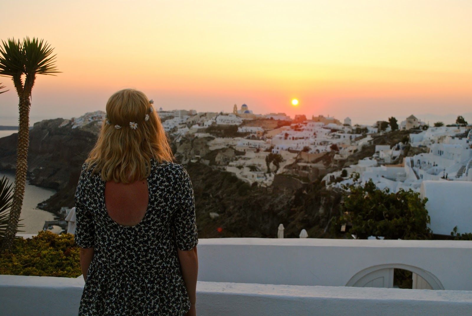 Sunset over Oia in Santorini from Ikies Boutique Hotel