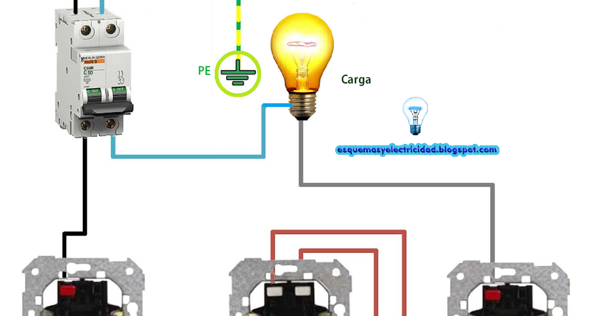Esquema eléctrico de conmutadores con cruzamiento ~ Esquemas eléctricos