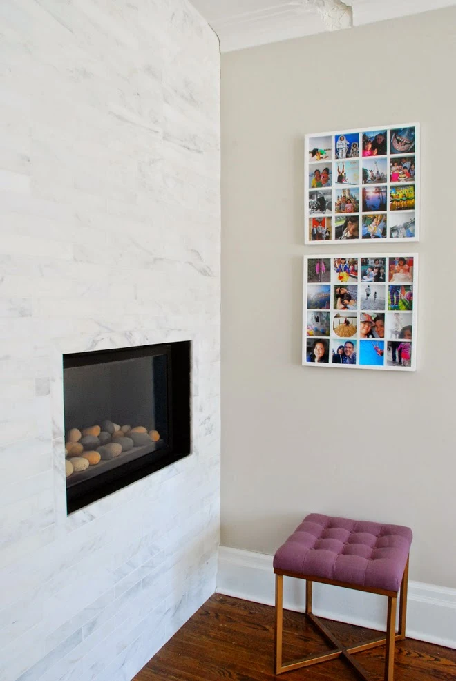 Rambling Renovators | living room marble fireplace