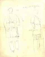 Initial sketch of Standing Lincoln monument, including dimensions