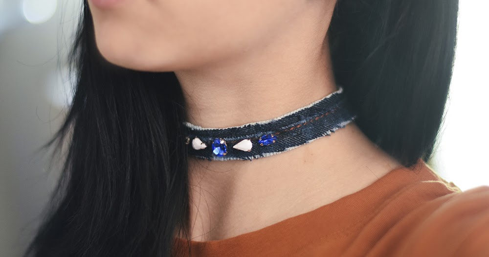 The Quiet Lion denim choker diy