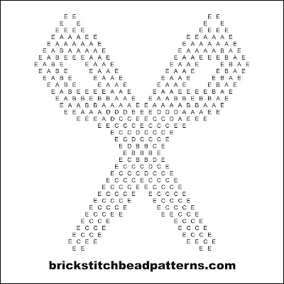 Free brick stitch seed bead earring pattern letter chart.