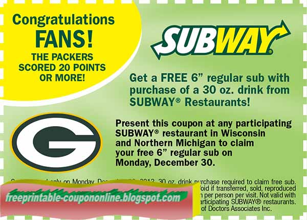 Subway sandwich coupons april 2019