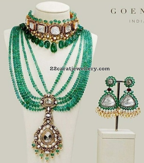 Emerald Beads Haaar by Goenka Jewells - Jewellery Designs