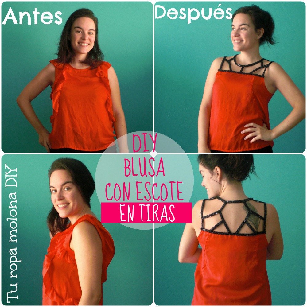 Tu ropa molona DIY: DIY: BLUSA CON ESCOTE TIRAS
