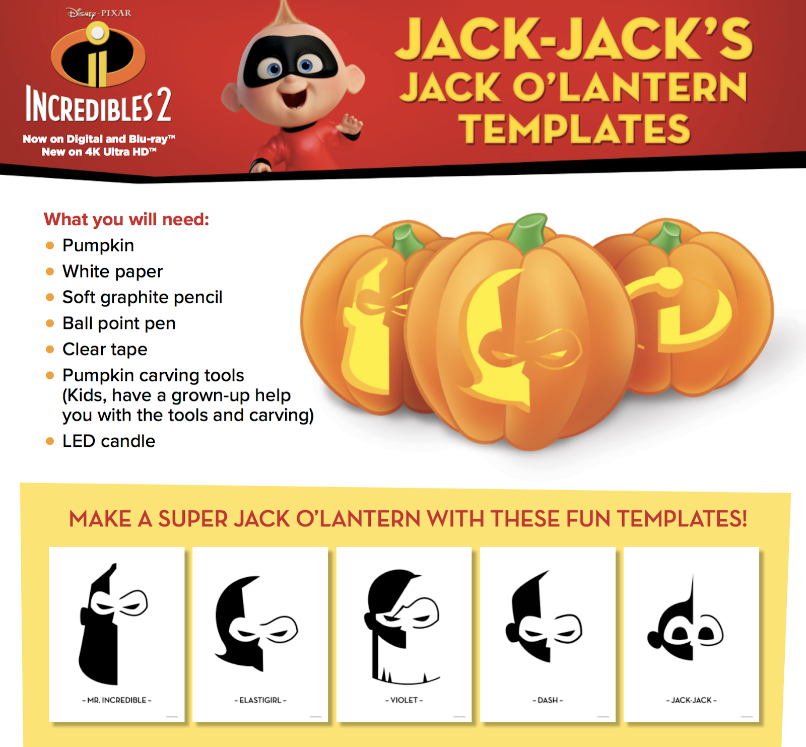 Dan The Pixar Fan Incredibles 2 Pumpkin Carving Templates Disney