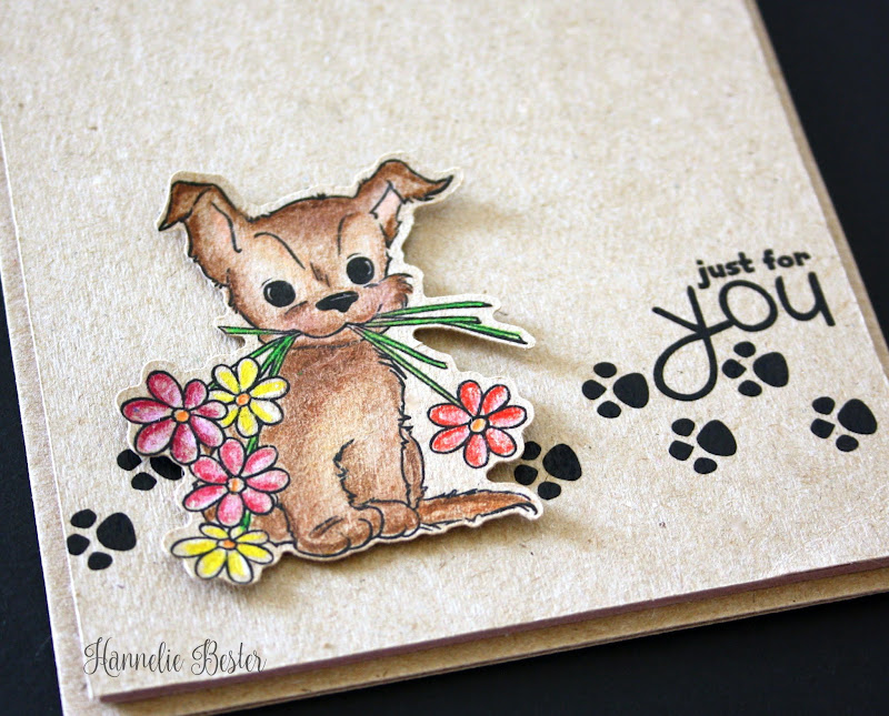 just for you puppy card - pencil and kraft