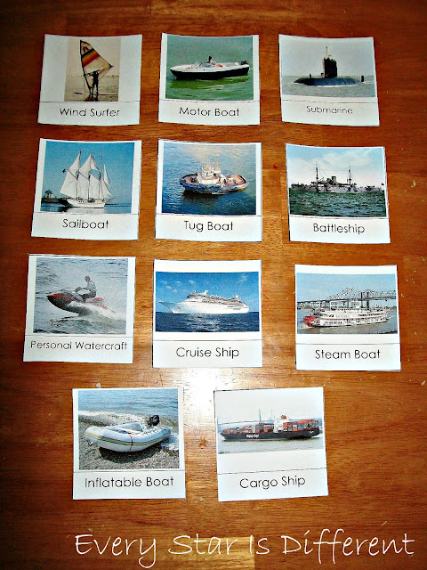 Boat Nomenclature Cards Used as a Memory Game
