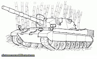 Sketsa Mewarnai Gambar Mobil Kendaraan Tempur Tank Tenk