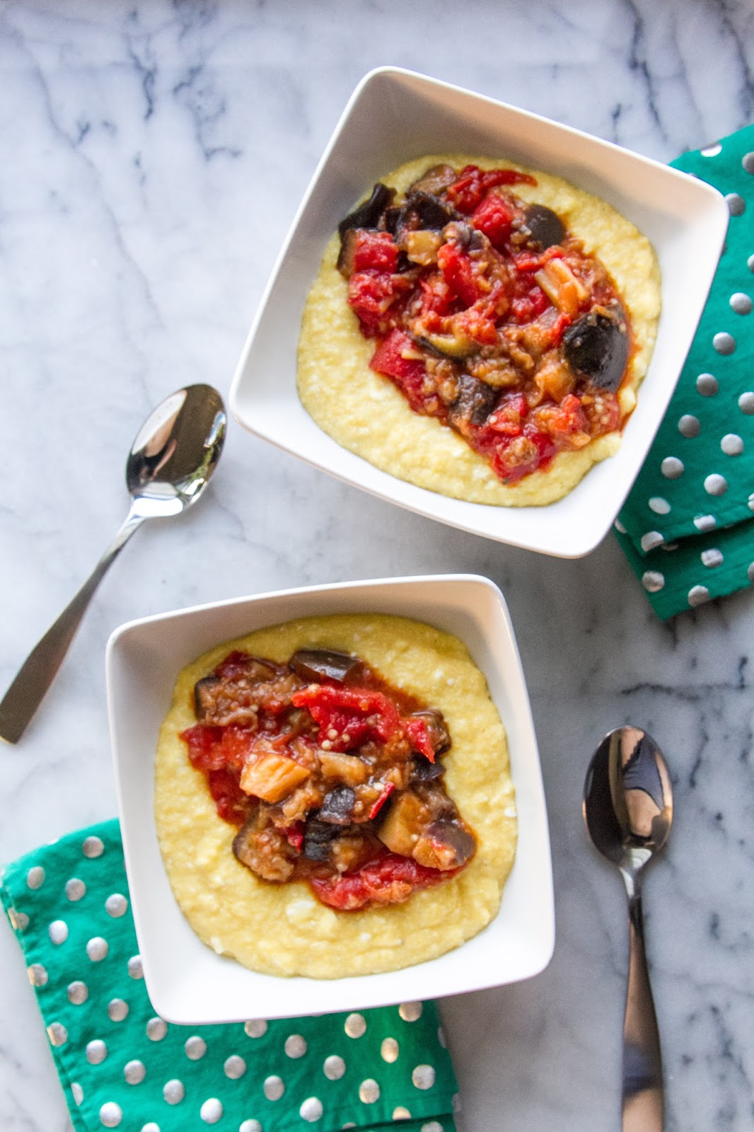CSA Week 14 and 15 Ottolenghi's Sweet Corn Polenta with Eggplant
