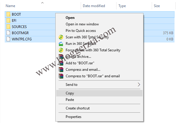 copy windows 7 live files to pendrive