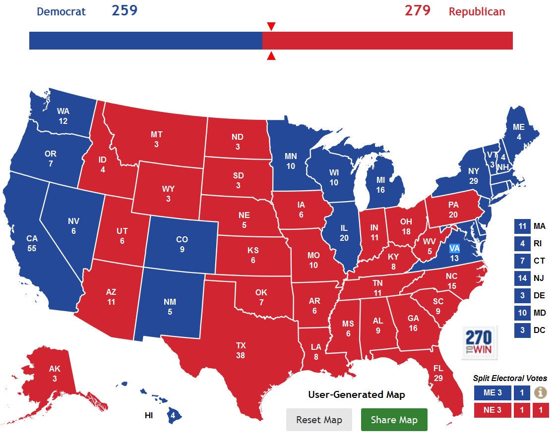 i would seem at first blush to have awarded this nightmare scenario election to mr trump 279 259 which would require some pretty shady dealings in i would seem at first blush to have awarded this nightmare scenario election to mr trump 279 259 which would require some pretty shady dealings in