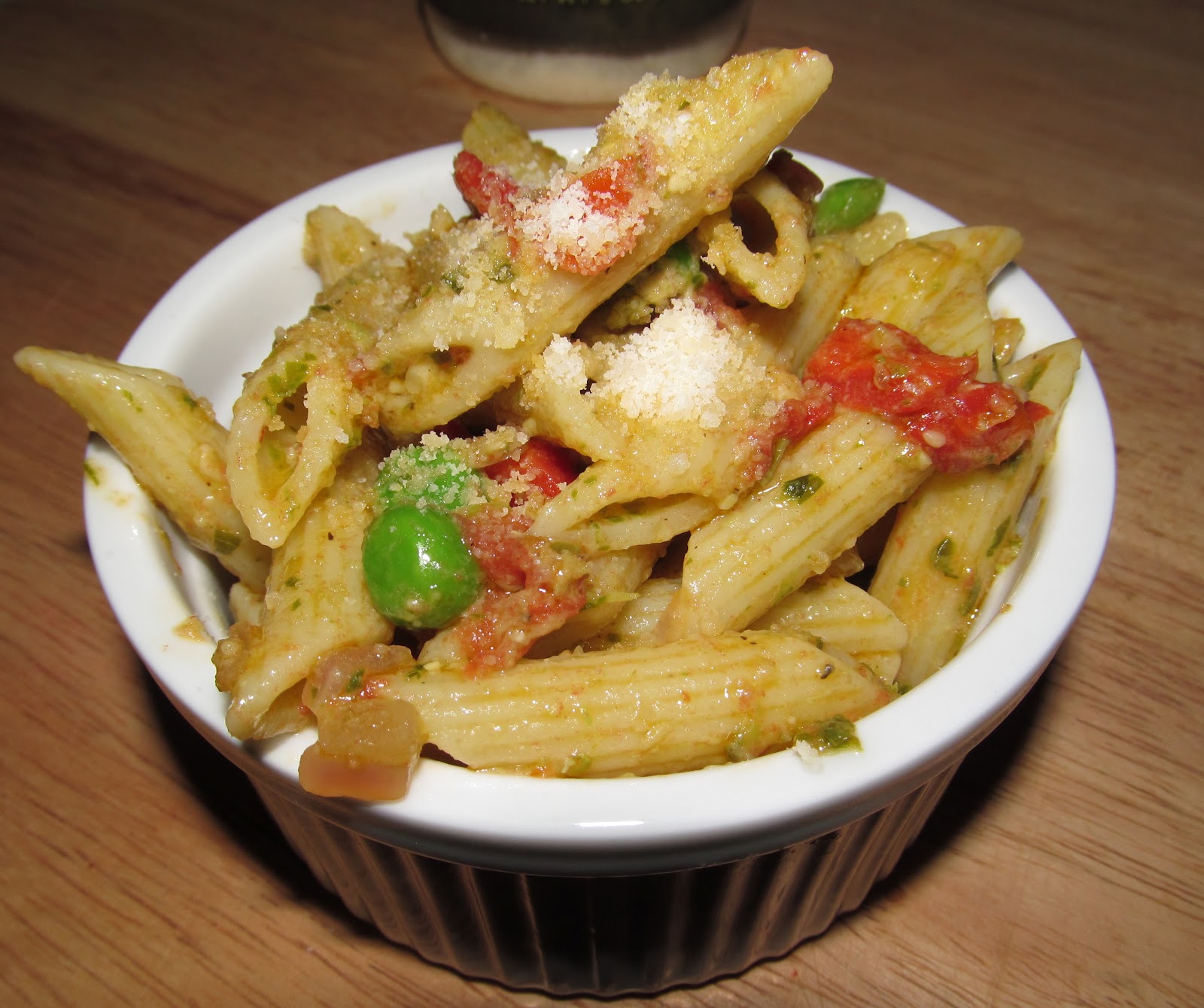 Lovely On The Inside Penne Rigate with a Chunky Basil Pesto Sauce