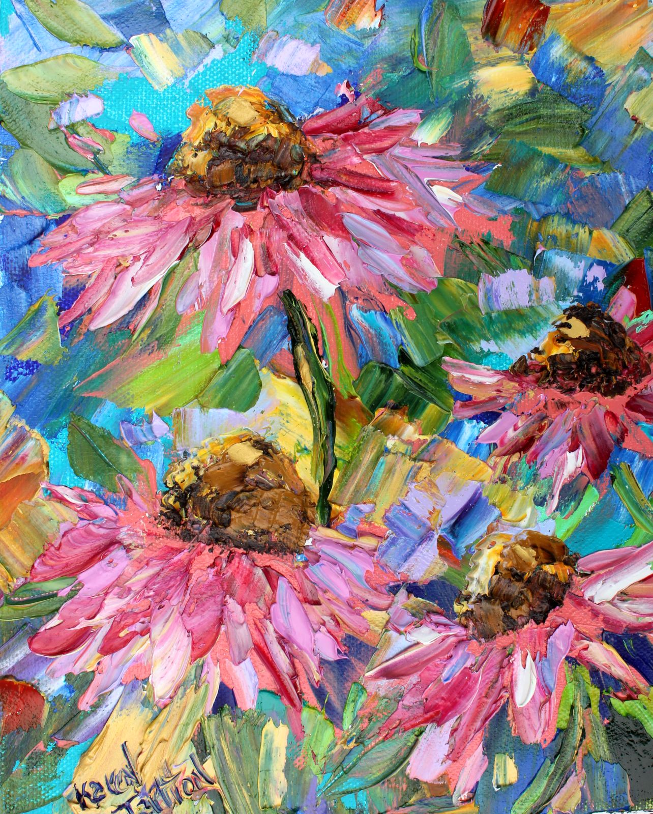 Karen Tarlton Coneflowers and Guiding Light Angels by Karen Tarlton