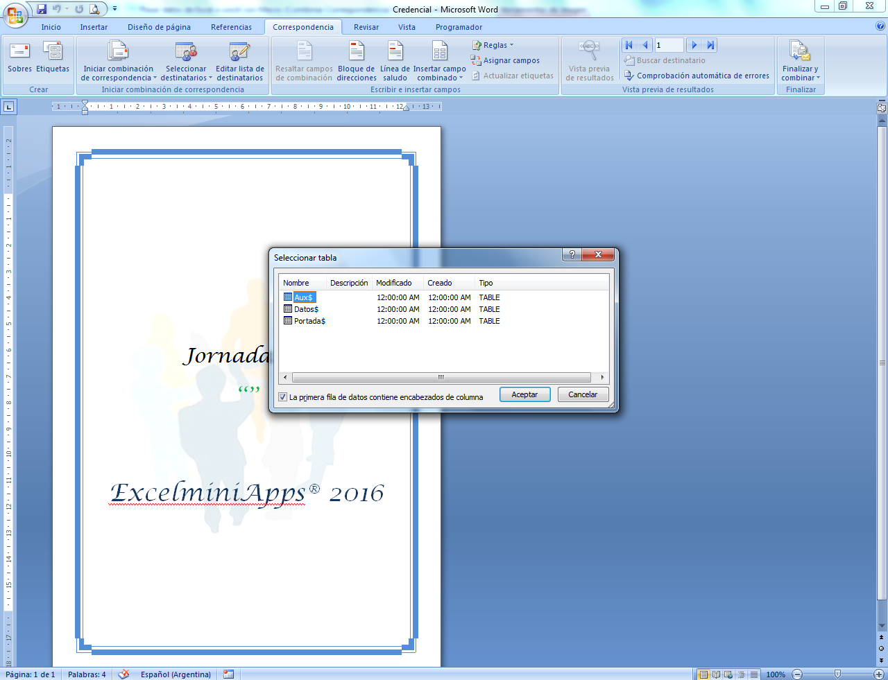 formatos de credenciales en word